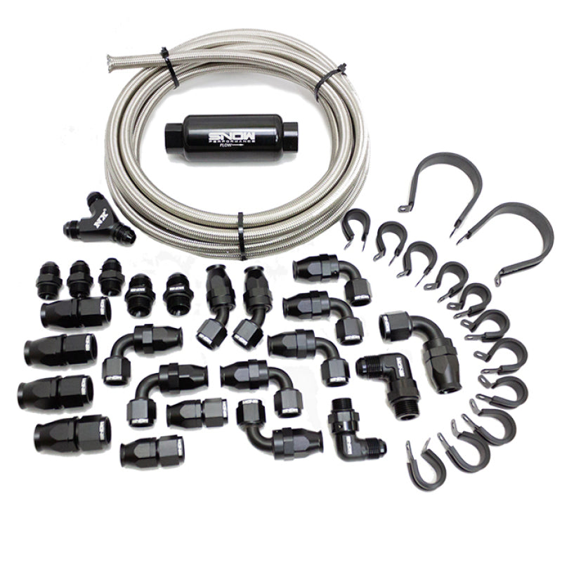Snow Performance SNF-60801 8AN Braided Stainless PTFE Fuel Line Kit - 30FT