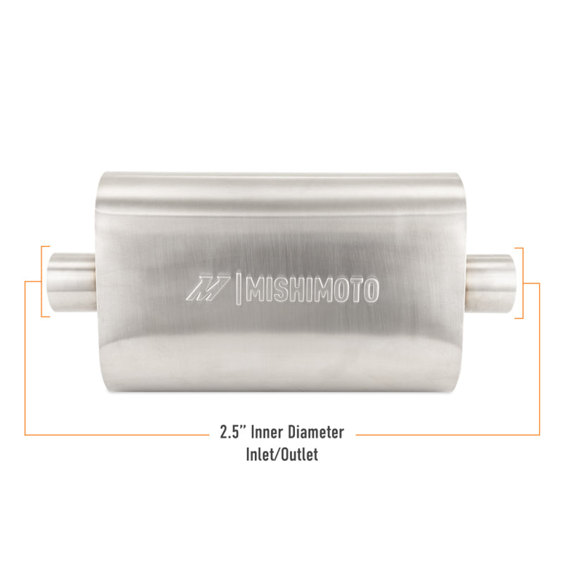 Mishimoto Universal Muffler with 2.5in Center Inlet/Outlet - Brushed - #MMEXH-MF-25CCBR