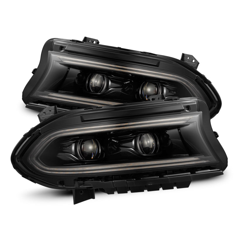 AlphaRex 880579 15-23 Dodge Charger LUXX LED Projector Headlights Alpha-Black w/Activation Light & Sequential.Signal / Switchback DRL