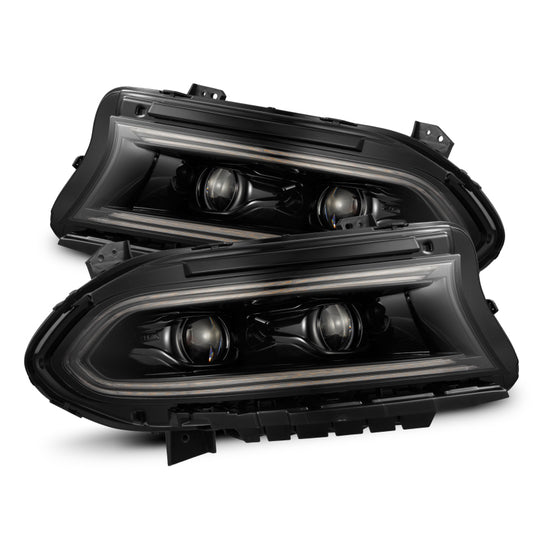 AlphaRex 880579 15-23 Dodge Charger LUXX LED Projector Headlights Alpha-Black w/Activation Light & Sequential.Signal / Switchback DRL