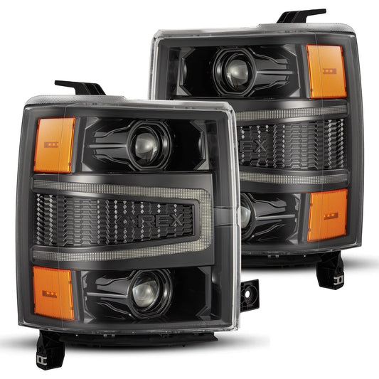 AlphaRex 880244 2004-2015 Chevrolet 1500 HD LUXX LED Projector Headlights Alpha-Black with Sequential Activation Light / Sequential Signal