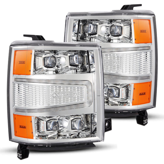 AlphaRex 880240 2004-2015 Chevrolet 1500 HD NOVA-Series LED Projector Headlights Chrome with Activation Light/Sequential Signal & Switchback DRL