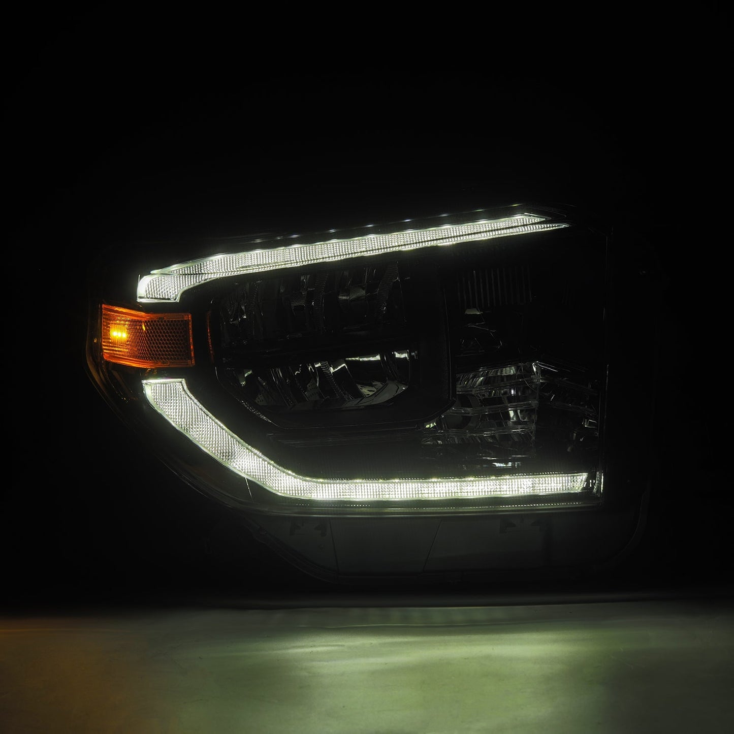 AlphaRex 880830 14-21 Toyota Tundra MK II LUXX Series Crystal Headlights Alpha Black