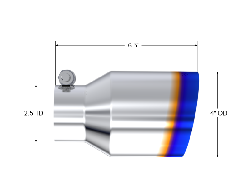 MBRP Burnt End Tip 2.5 ID 4 ID Out 6.5 length Single-Wall Angle Cut T304