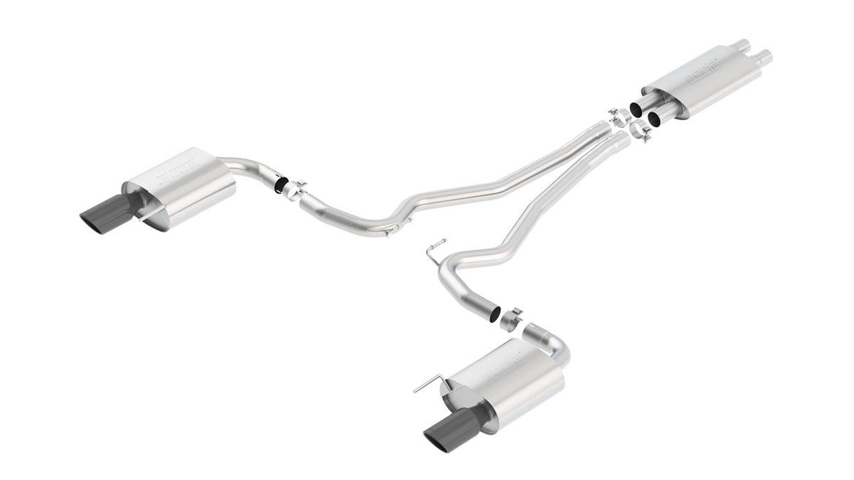 Borla 140589BC Cat-Back Exhaust System Touring with Black Chrome Tips for 2015-2017 Ford Mustang GT (5.0L V8)