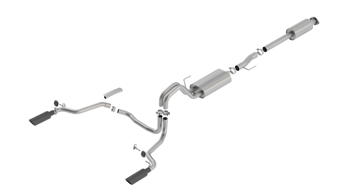 Borla 140614BC Cat-Back Exhaust System Touring with Black Chrome Tips for 2015-2020 Ford F-150 (2.7L/3.5L EcoBoost V6 or 5.0L V8)