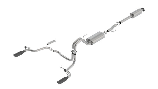 Borla 140614BC Cat-Back Exhaust System Touring with Black Chrome Tips for 2015-2020 Ford F-150 (2.7L/3.5L EcoBoost V6 or 5.0L V8)