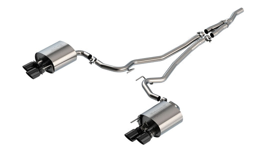 Borla 140827BC Cat-Back Exhaust System S-Type with Black Chrome Tips for 2019-2023 Ford Mustang EcoBoost (2.3L)