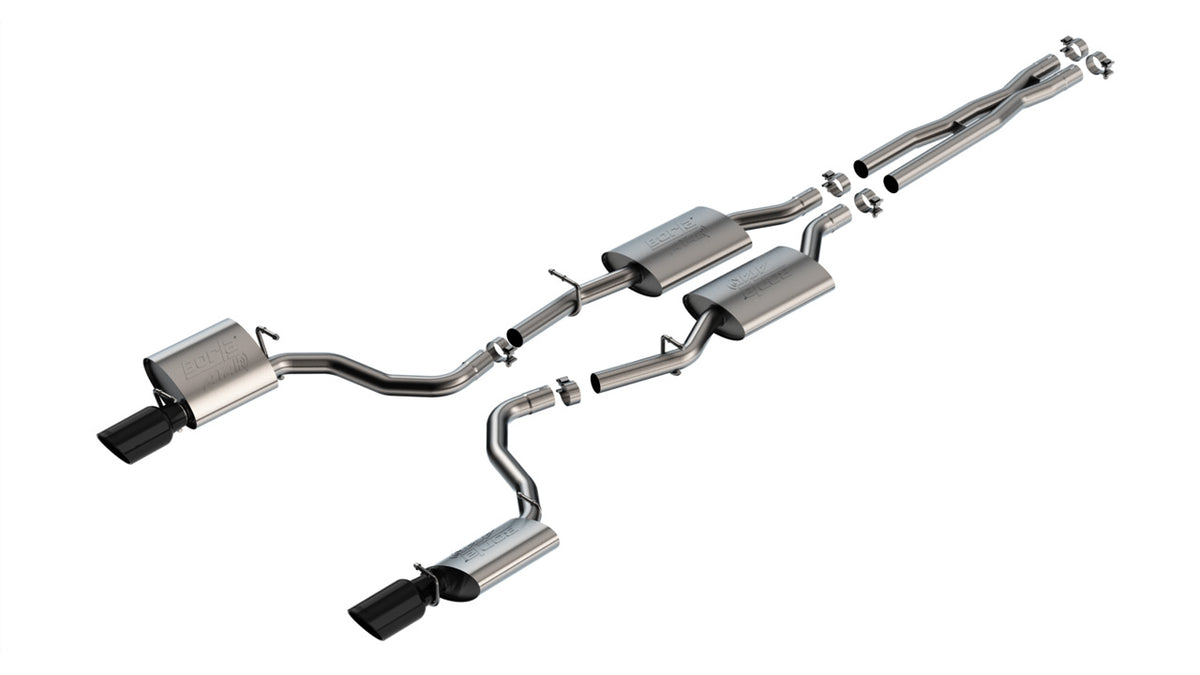 Borla 140918BC Cat-Back Exhaust System ATAK with Black Chrome Tips for 2019-2023 Dodge Charger GT (3.6L V6)