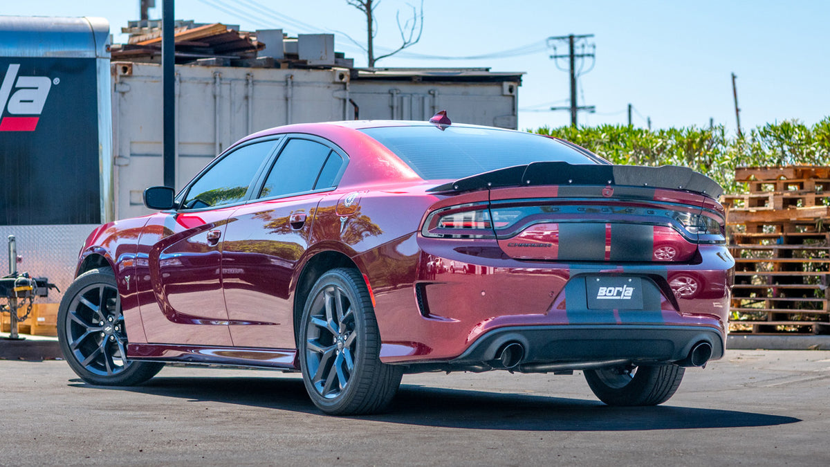 Borla 140918BC Cat-Back Exhaust System ATAK with Black Chrome Tips for 2019-2023 Dodge Charger GT (3.6L V6)