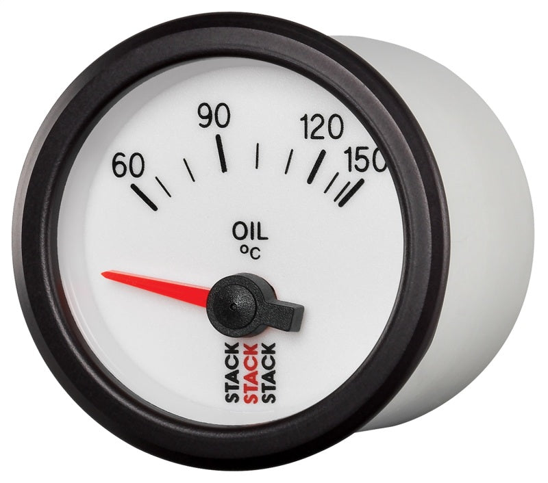 AutoMeter ST3259 Stack 52mm 60-150 Degrees C M10 Male Electric Oil Temperature Gauge - White