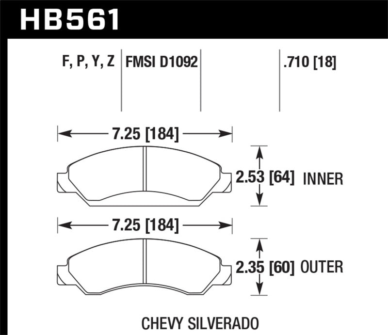 Hawk Performance HB561Y.710 LTS Light Truck and SUV Street Brake Pads