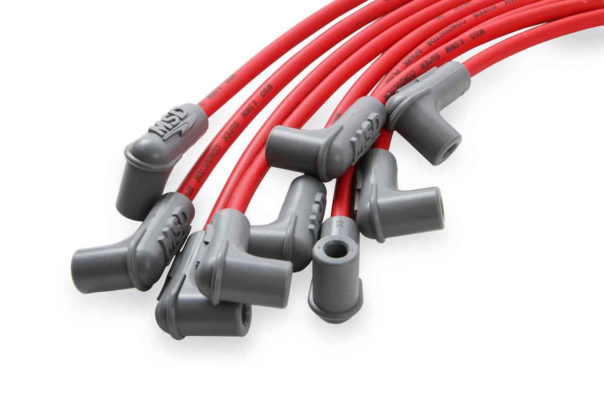 MSD 31229 Super Conductor 8.5mm Spark Plug Wire Set, 8 Cylinder 90° Plug/90° Cap