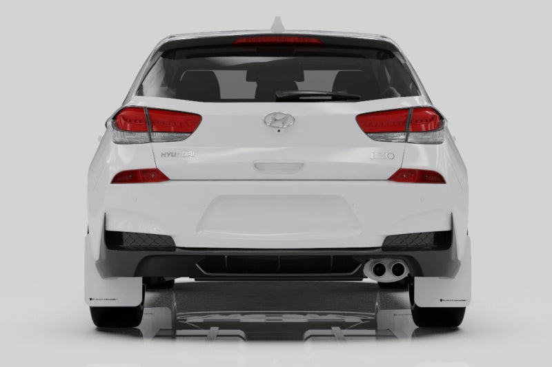 Rally Armor UR Mud Flaps - 2019-2020 Hyundai Elantra GT - Black/White Logo - #MF59-UR-BLK/WH