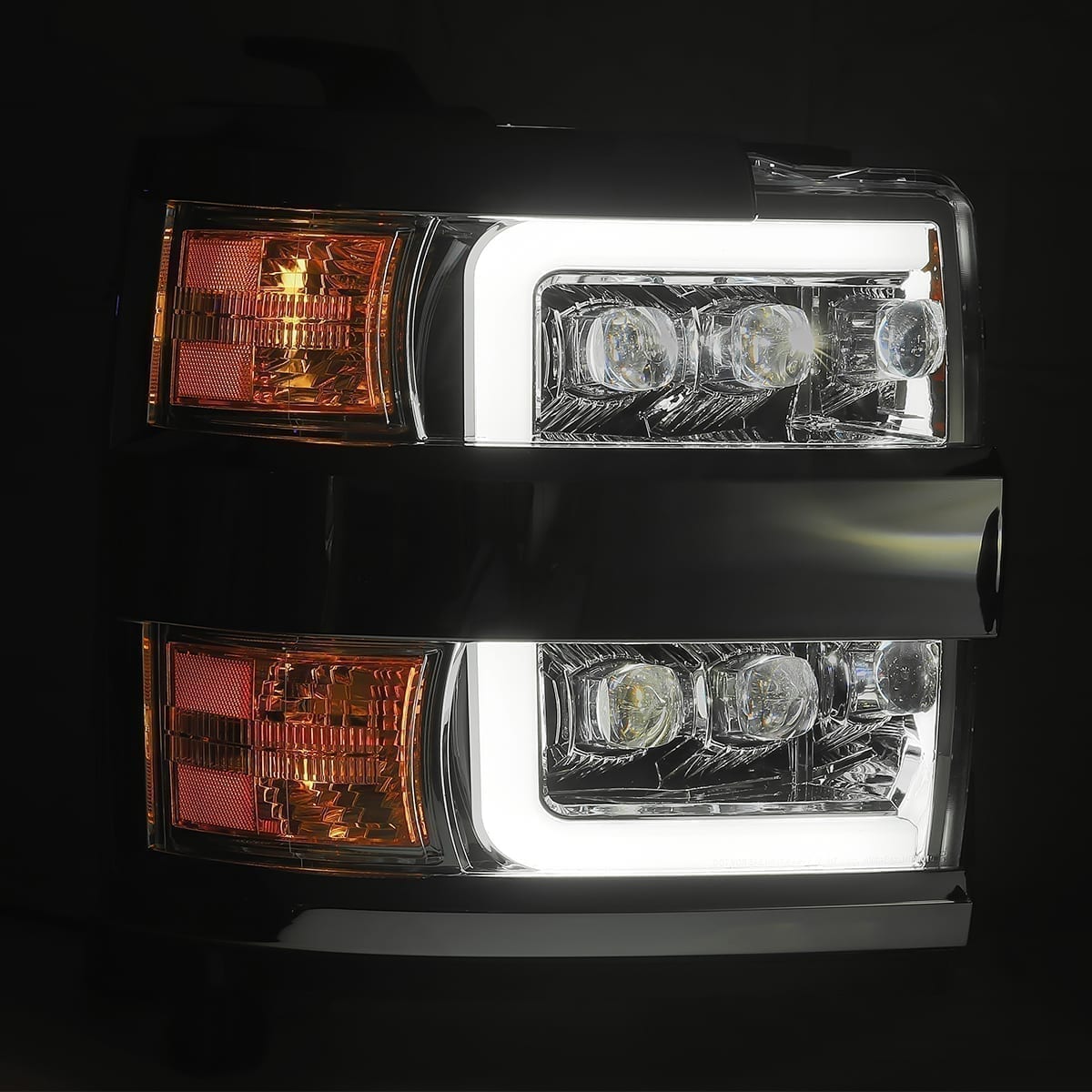 AlphaRex 880227 15-18 Chevrolet 2500 HD NOVA LED Projector Headlights Plank Style Black with Activation Light/Sequential Signal/DRL