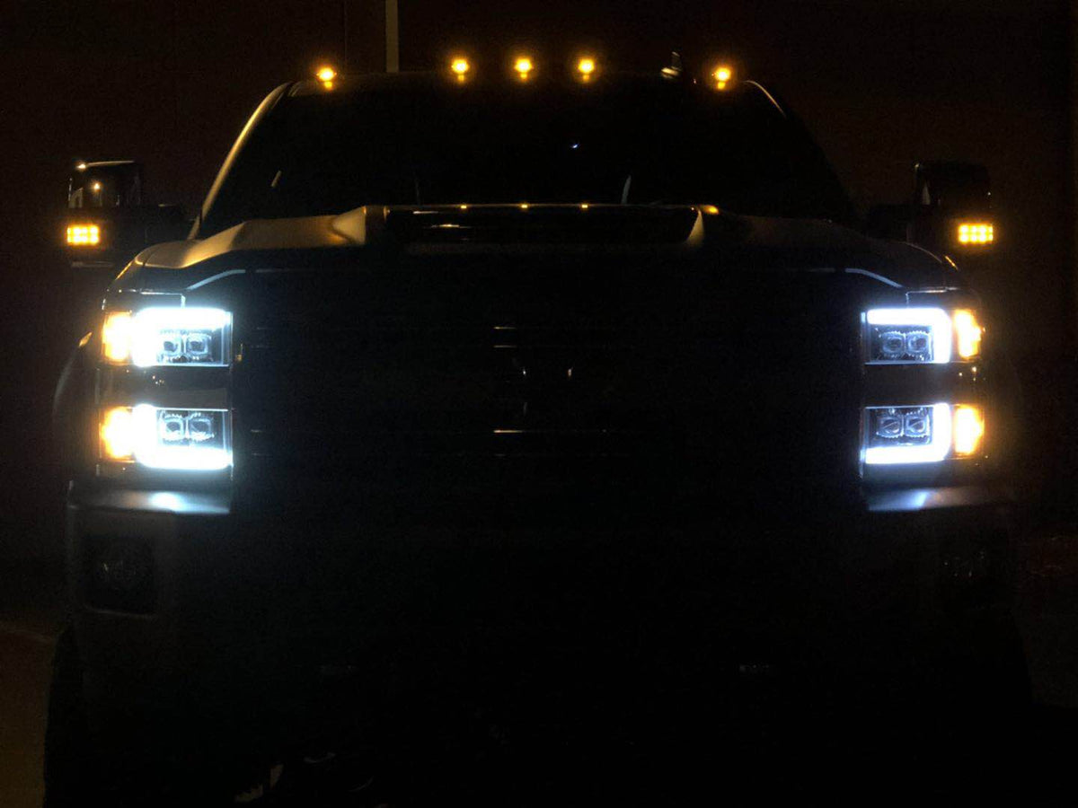 AlphaRex 880227 15-18 Chevrolet 2500 HD NOVA LED Projector Headlights Plank Style Black with Activation Light/Sequential Signal/DRL