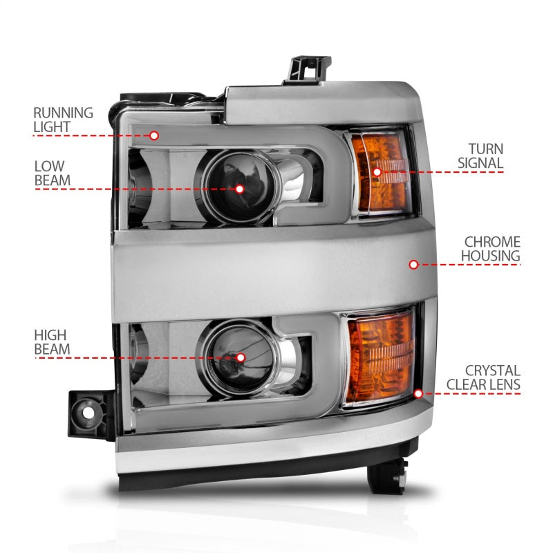 ANZO 2015-2019 Chevrolet Silverado 2500 HD LED Projector Headlights