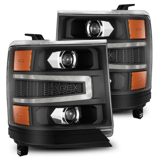 AlphaRex 880234 2016-2018 Chevrolet 1500 HD LUXX LED Projector Headlights BK with Sequential Actvn Light / Sequential Signal (Req PN 810023)