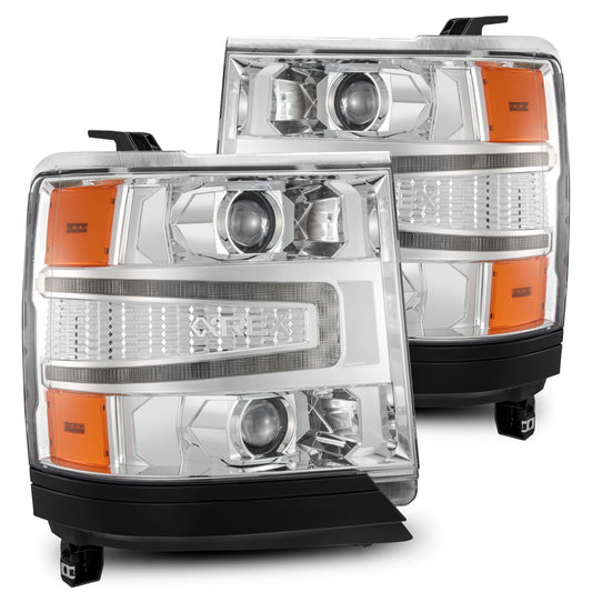 AlphaRex 880235 2016-2018 Chevrolet 1500 HD LUXX LED Projector Headlights Chrome with Sequential Activation Light / Sequential Signal (Req PN 810023)