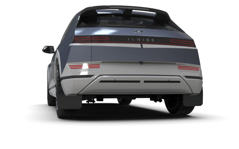 Rally Armor Mud Flaps - 2022-2024 Hyundai Ioniq 5 - RAL UR Blk Flap/Met. Blk Logo - #MF87-UR-BLK-MBK