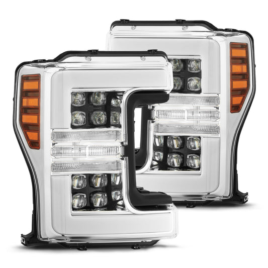 AlphaRex 880101 2017-2019 Ford F-250 SD NOVA LED Projector Headlights Plank Style Chrome with Activation Light/Sequential Signal