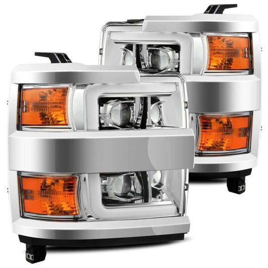 AlphaRex 880225 15-19 Chevrolet Silverado 2500 HD PRO-Series Headlight Plank Chrome w/Activation Light/Sequential Signal/DRL
