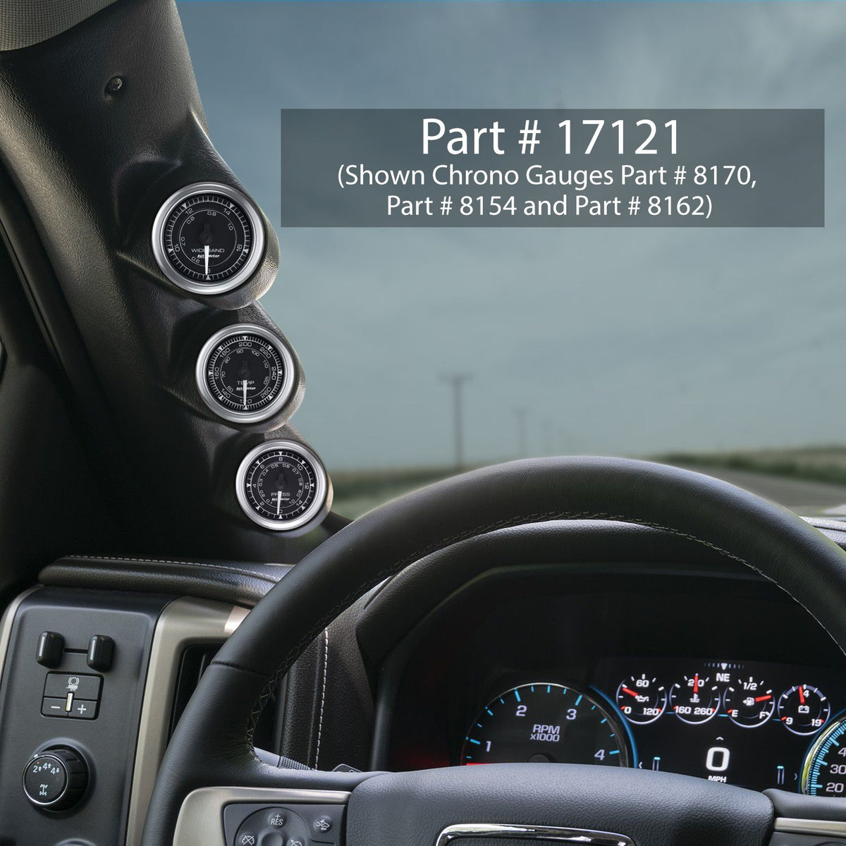 AutoMeter 17121 2-1/16in Triple A-Pillar Pod for 2014-2015 Chevrolet Silverado / GMC Sierra