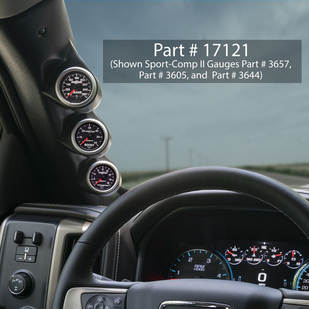 AutoMeter 17121 2-1/16in Triple A-Pillar Pod for 2014-2015 Chevrolet Silverado / GMC Sierra