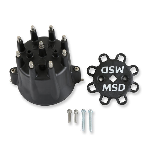 MSD 84333 Distributor Cap - V8 - HEI Terminals - Black - Spark Plug Wire Retainer