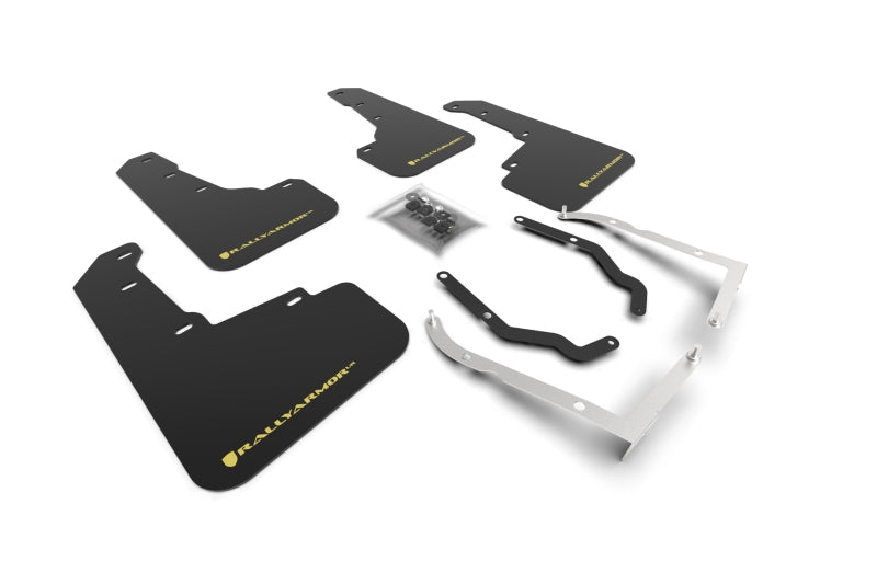 Rally Armor UR Mud Flaps - 2018-2023 Subaru Crosstrek - Black/Yellow Logo - #MF46-LTUR-BLK/PYP