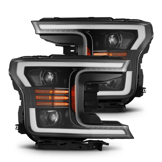AlphaRex 880174 2018-2020 Ford F-150 LUXX LED Projector Headlights Plank Style Jet Black with Activation Light/Sequential Signal/DRL