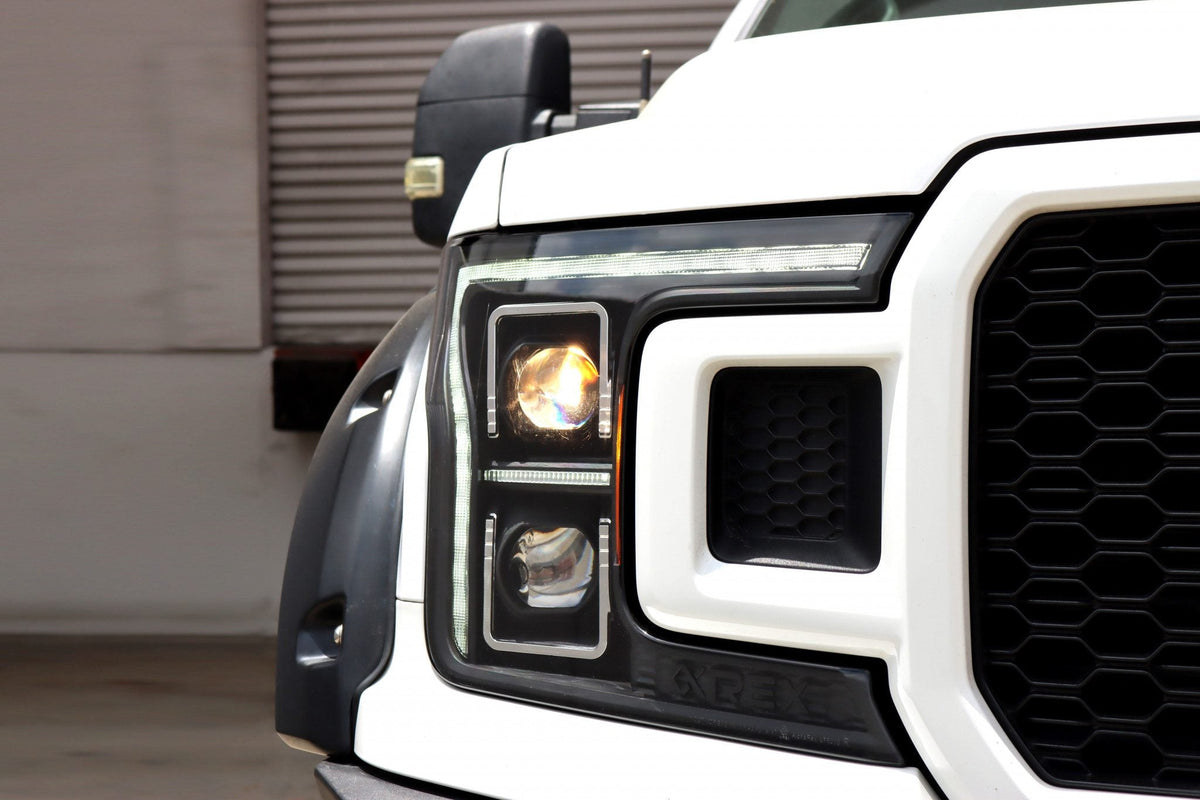 AlphaRex 880253 18-20 Ford F150 PRO-Series Headlight Alpha Black with Sequential Signal & DRL