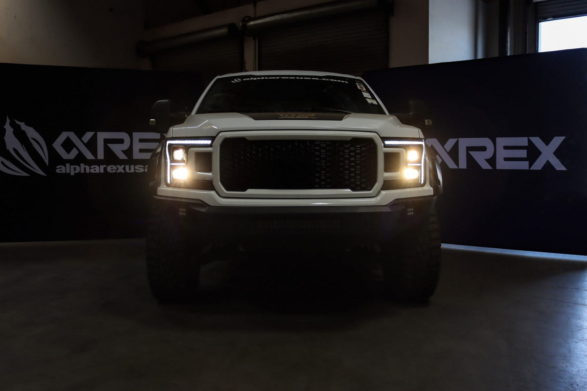 AlphaRex 880252 18-21 Ford F150 PRO-Series Projector Headlights - Black with DRL & Sequential Signal