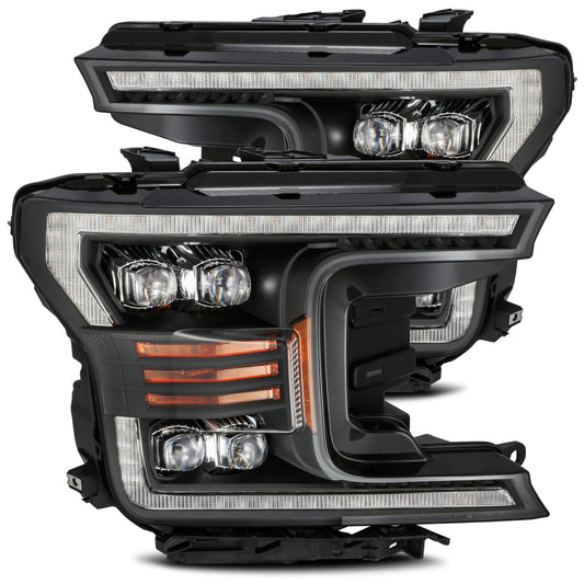 AlphaRex 880182 2018-2019 Ford F-150 NOVA LED Projector Headlights Plank Style Matte Black with Activation Light/Sequential Signal