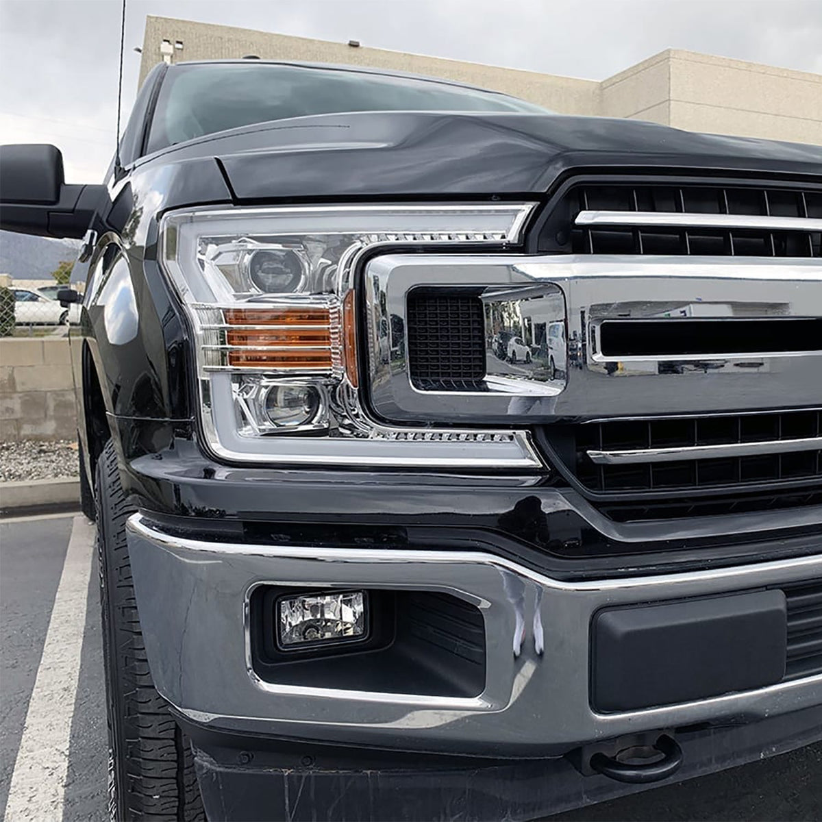 AlphaRex 880187 18-19 Ford F-150 PRO-Series Projector Headlights Plank Style Chrome with Activation Light/Sequential Signal