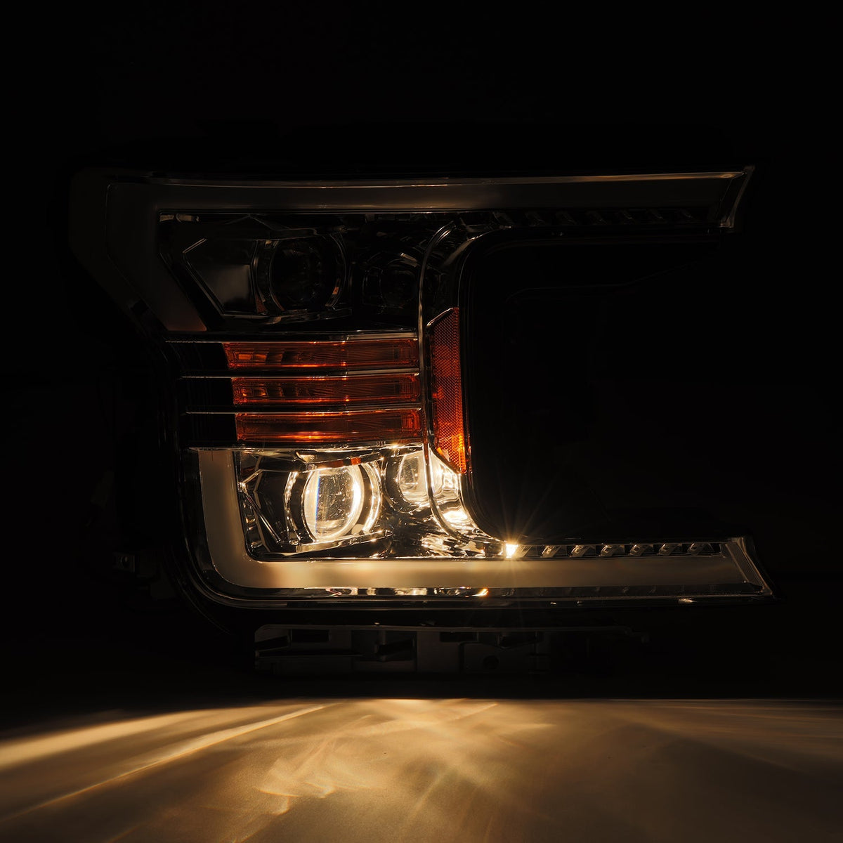 AlphaRex 880187 18-19 Ford F-150 PRO-Series Projector Headlights Plank Style Chrome with Activation Light/Sequential Signal
