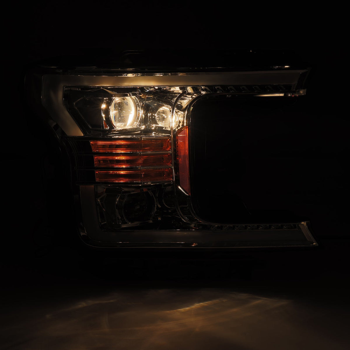 AlphaRex 880187 18-19 Ford F-150 PRO-Series Projector Headlights Plank Style Chrome with Activation Light/Sequential Signal