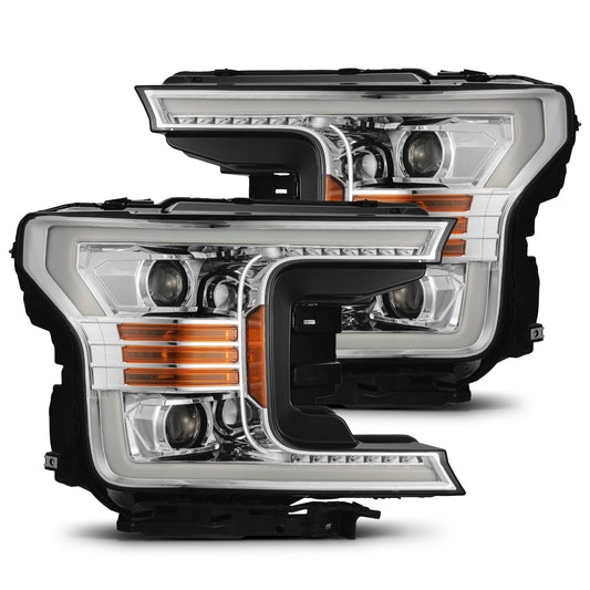 AlphaRex 880187 2018-2019 Ford F-150 PRO-Series Projector Headlights Plank Style Chrome with Activation Light/Sequential Signal