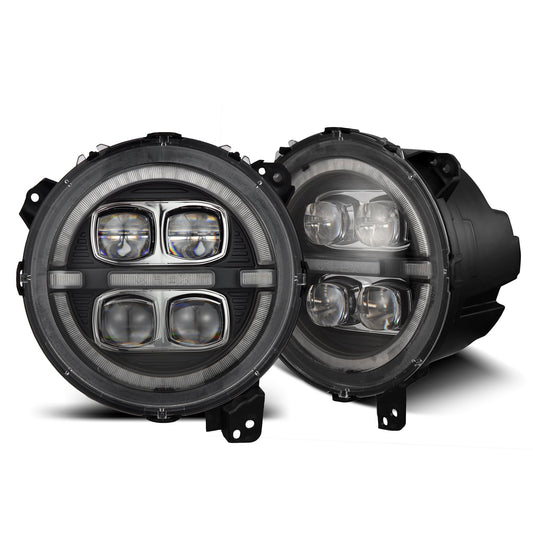 AlphaRex 880868 2018-2023 Jeep Wrangler JL/Gladiator JT LED Projector Headlights Black with Activation Light/Sequential Signal/DRL