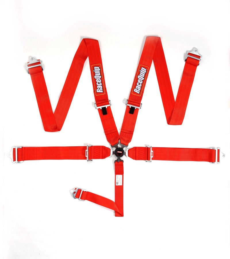 RaceQuip 741011 Red SFI Camlock 5-Point Pull-Down Lap Seat Belt