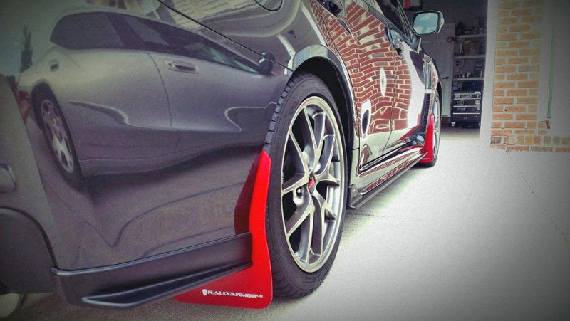 Rally Armor UR Mud Flaps - 2015-2021 Subaru WRX / WRX STI - White/Black Logo - #MF32-UR-WH/BLK