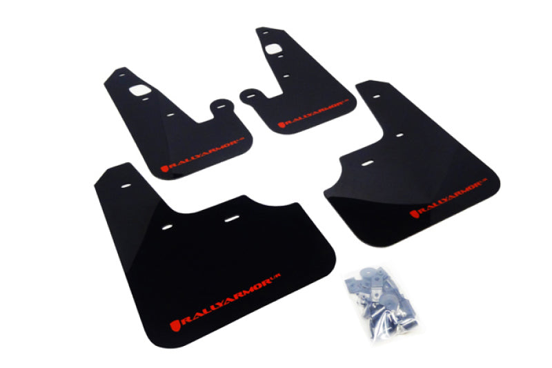 Rally Armor UR Mud Flaps - 2007-2017 Mitsubishi Lancer - Black/Red Logo - #MF8-UR-BLK/RD