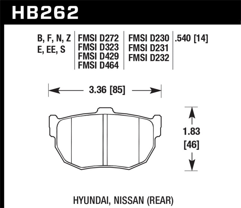 Hawk Performance HB262S.540 HT-10 Motorsport Brake Pads