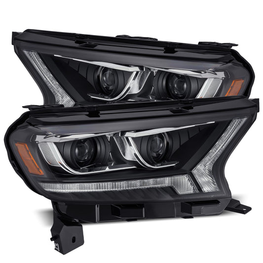 AlphaRex 880122 2019-2021 Ford Ranger LUXX LED Projector Headlights Plank Style Black with Sequential Signal/DRL