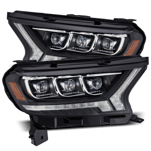 AlphaRex 880124 2019-2021 Ford Ranger NOVA LED Projector Headlights Plank Style Black with Activation Light/Sequential Signal/DRL