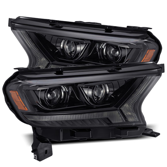 AlphaRex 880119 2019-2026 Ford Ranger PRO-Series Projector Headlights Plank Style Alpha Black with Sequential Signal/DRL