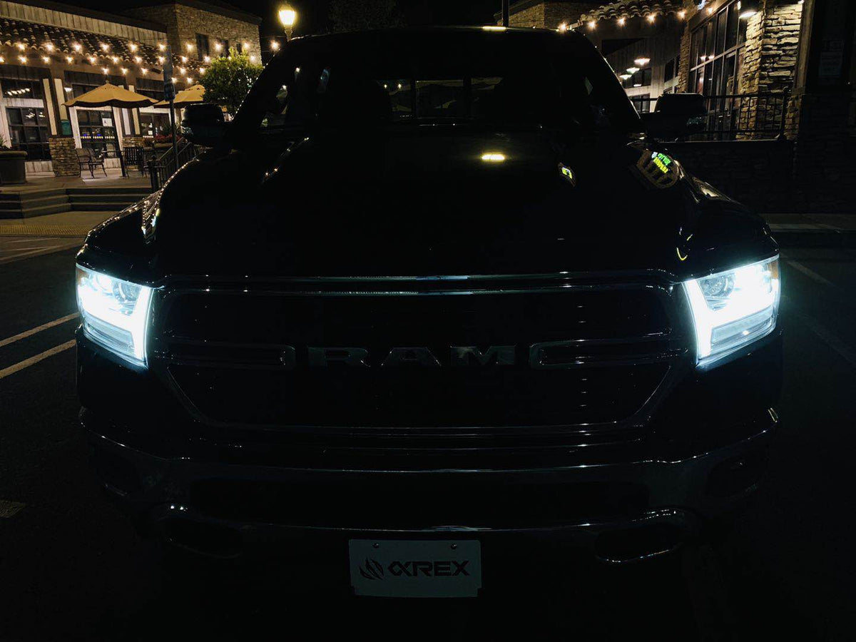 AlphaRex 880543 19-20 Dodge Ram 1500 LUXX LED Projector Headlights Plank Style Black with Activation Light/Sequential Signal/DRL