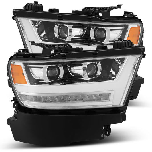 AlphaRex 880544 2019-2020 Dodge Ram 1500 LUXX LED Projector Headlights Plank Chrome with Activation Light/Sequential Signal/DRL