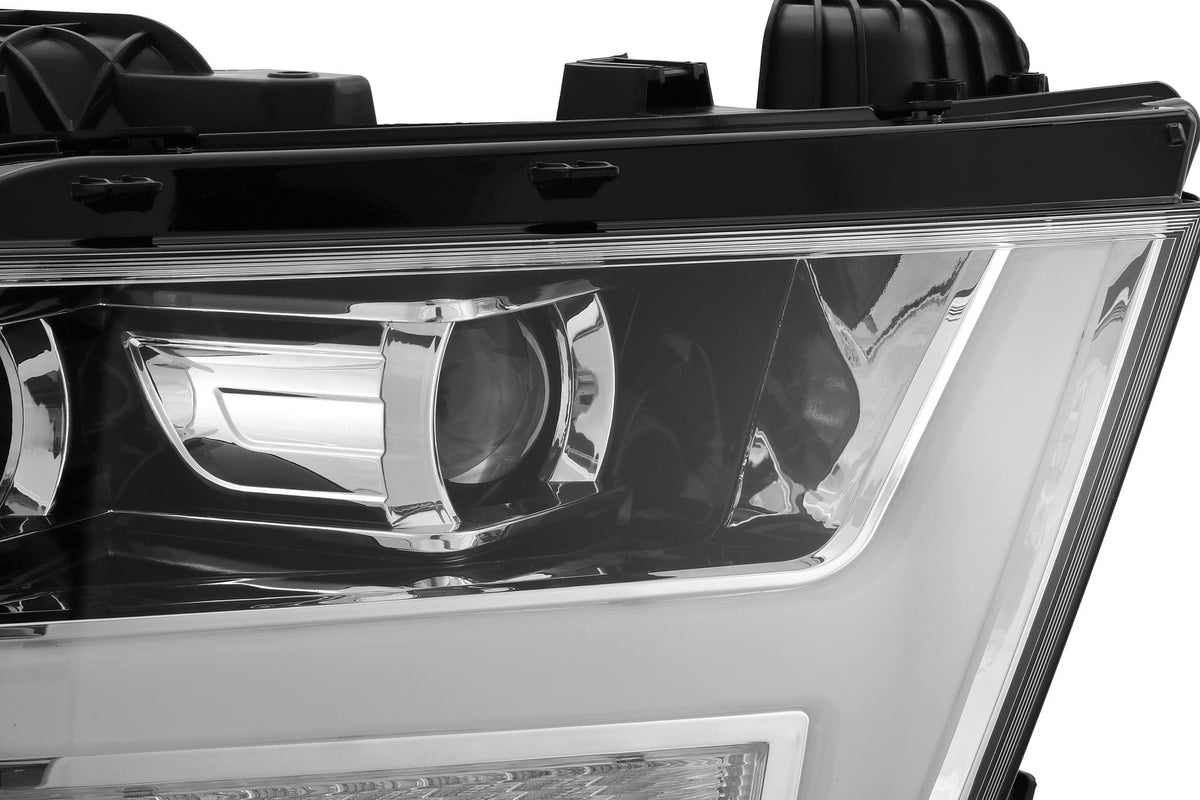 AlphaRex 880544 19-20 Dodge Ram 1500 LUXX LED Projector Headlights Plank Chrome with Activation Light/Sequential Signal/DRL