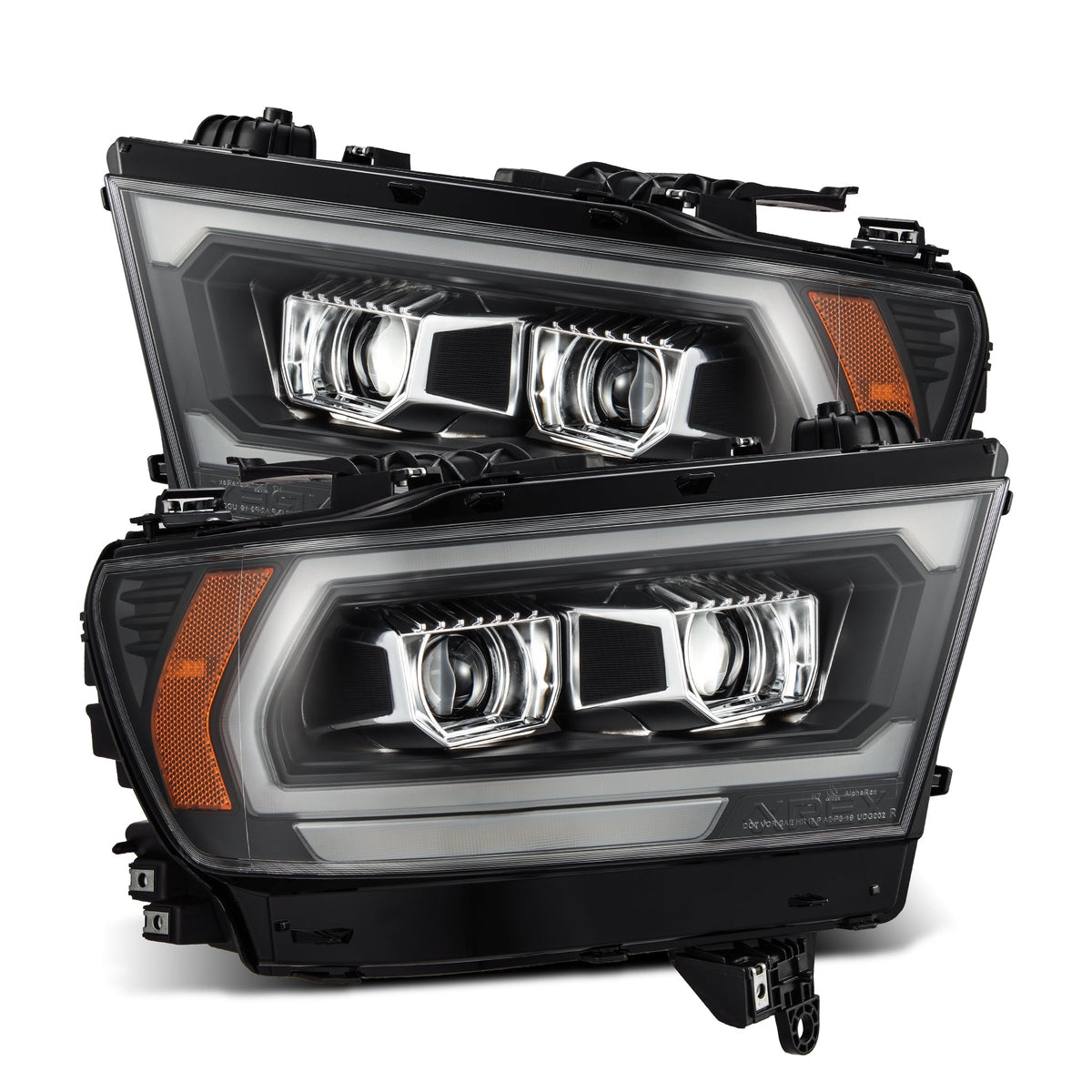 AlphaRex 880574 19-22 Dodge Ram 1500 PRO-Series Projector Headlights Black with Sequential Signal/DRL